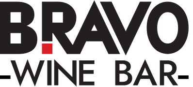 Logo with bold text 'BRAVO' and 'WINE BAR' beneath it.